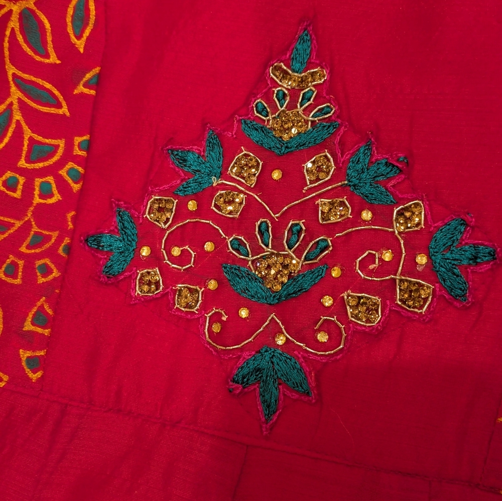 Girls Anarkali Suit - Pink, Orange & Green | Indian Ethnic Party Wear - Picture 5 of 16